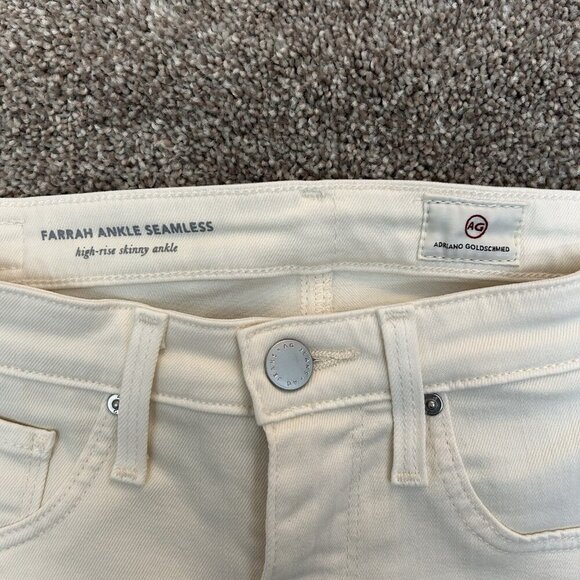 AG Women's Farrah Ankle Seamless Skinny Jeans Size 26 R Ivory Mid Rise EUC - Picture 5 of 16